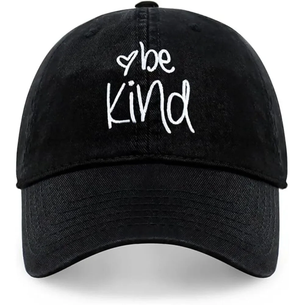 Unisex Black 100%Cotton Be Kind Embroidered Adjustable Size Classic Baseball Cap